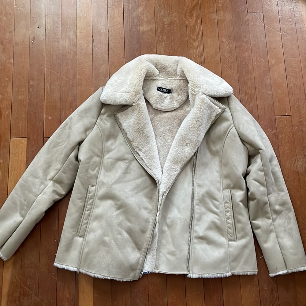 Fur lined suede jacket